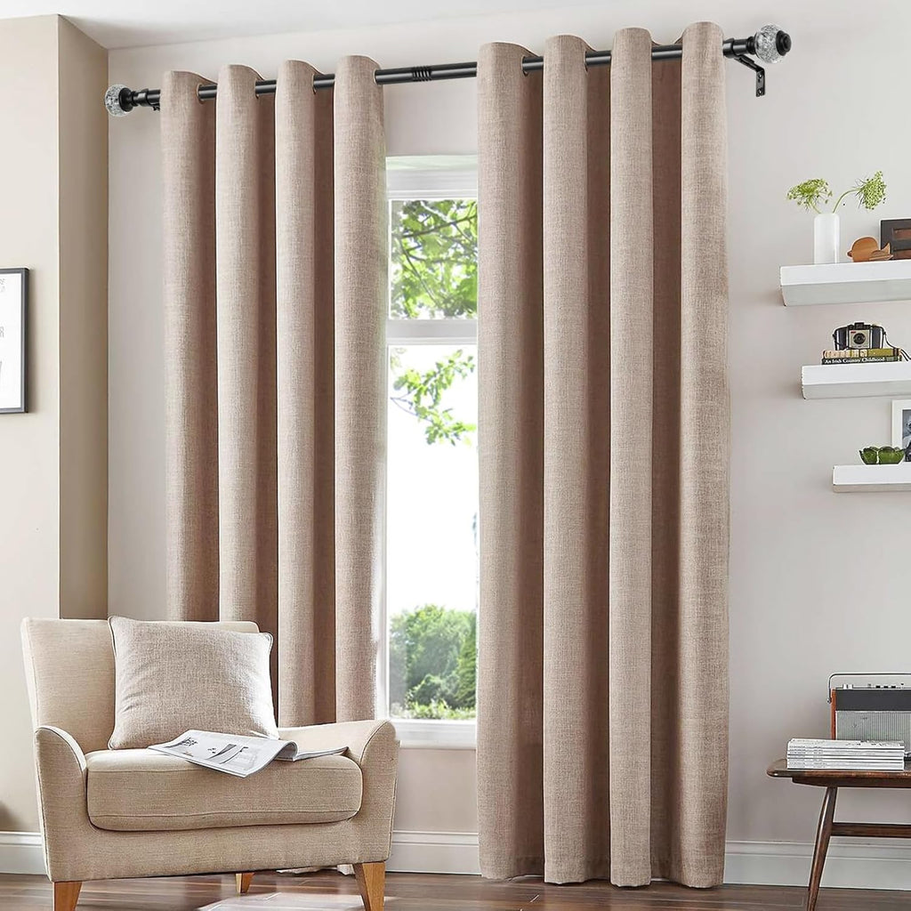 2 Pack Black Curtain Rods, 1 Inch Telescoping Drapery Rod 28 to 48 inch (2.3 to 4 ft), USFOOK Curtain Rods for Windows, Silver Translucent Finials