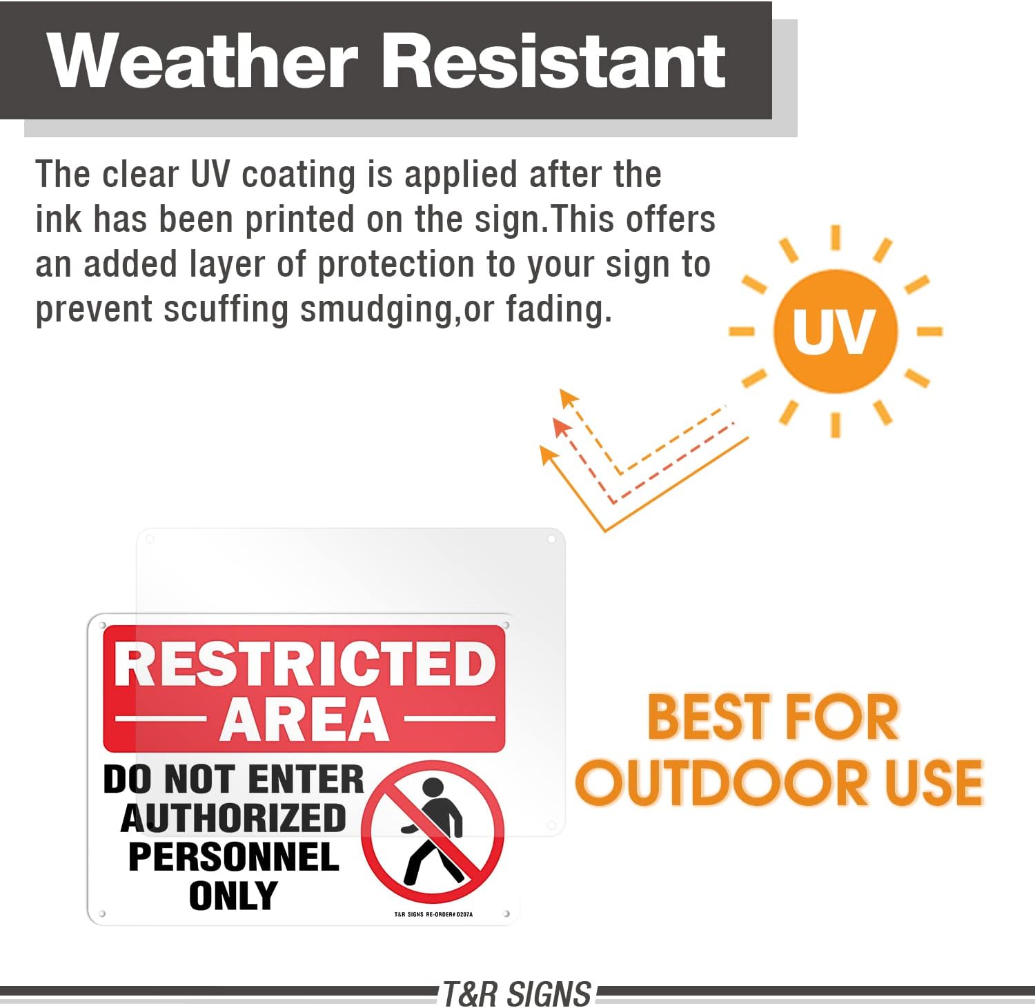 Restricted Area Do Not Enter Authorized Personnel Only Sign - 2 Pack - 10 x 7 Inches Rust Free .040 Aluminum - UV Protected, Waterproof, Weatherproof and Fade Resistant - 4 Pre-drilled Holes