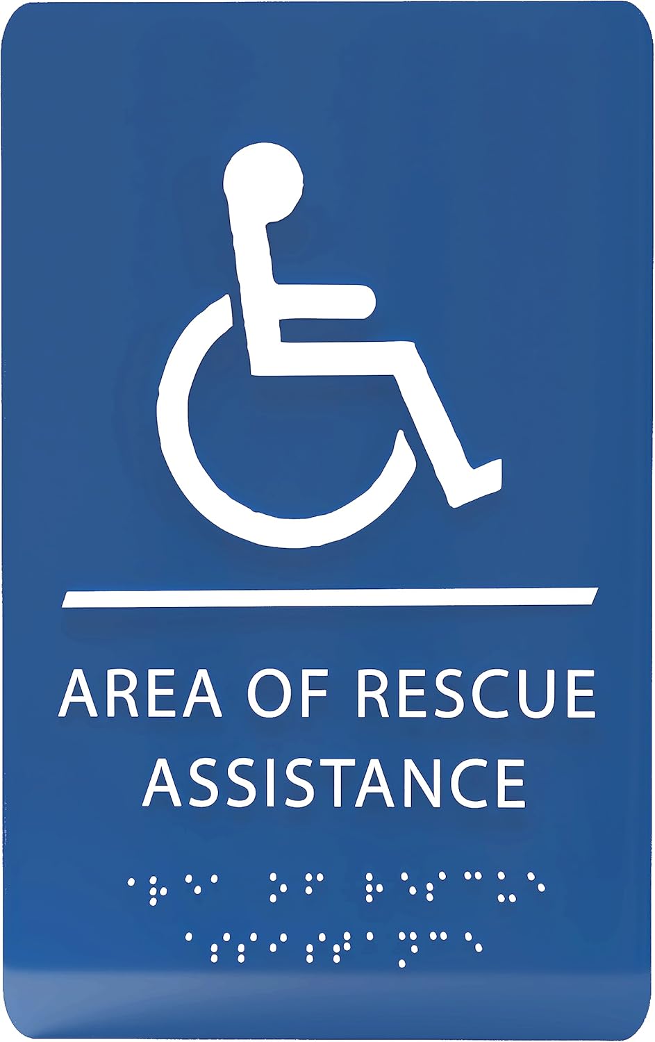 6" X9" Area of Rescue Assistance Sign - ADA Compliant Tactile Graphics Grade 2 Braille Text Signs| Sign for Shopping Malls, Offices, Hotels, Schools, Apartments, and Restaurants