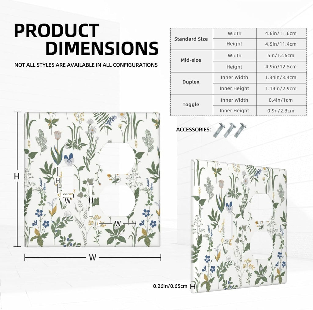Wallplates Floral Green Leaf Plant Flowes 1 Toggle 1 Duplex Switch Plate Electrical Gfci Faceplate Decorative Light Switch Covers For Bed Room Farmhouse Decor
