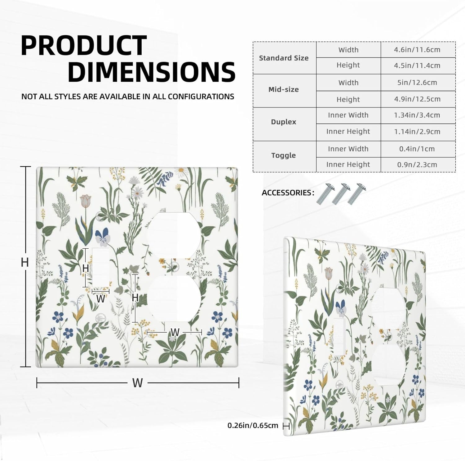 Wallplates Floral Green Leaf Plant Flowes 1 Toggle 1 Duplex Switch Plate Electrical Gfci Faceplate Decorative Light Switch Covers For Bed Room Farmhouse Decor