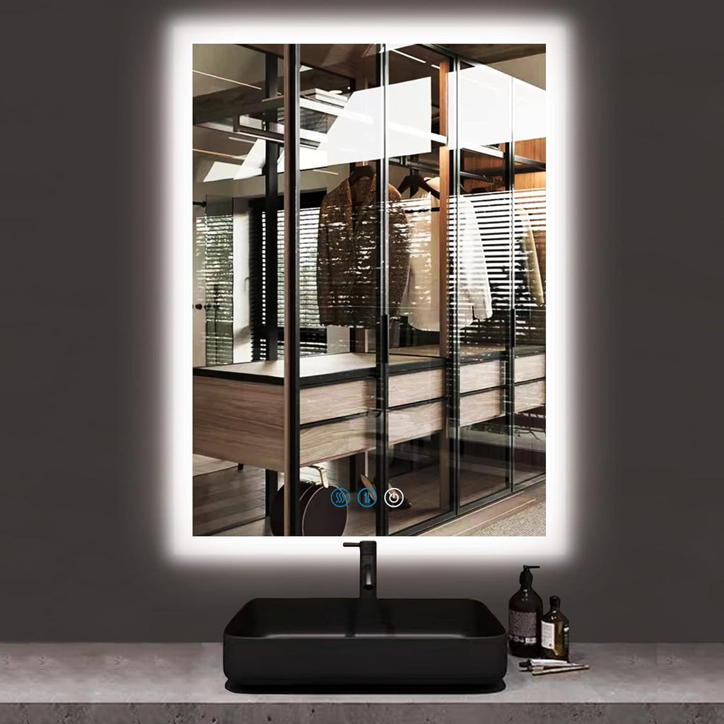 30 x 20 Inch LED Vanity Mirror with Backlits Anti-Fog 3 Color Dimmable Backlit Lighted Mirror for Bathroom Wall Horizontal Vertical Mounted 30" Frameless Smart Light up LED Bathroom Mirrors