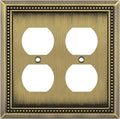 Henne Bery Sunken Pearls Heavy Duty Decorative Wall Plate Switch Plate Outlet Cover (Double Duplex, Antique Brass)