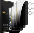 3 Pack Privacy Screen Protector for iPhone 16e 6.1 Inch with 3 Pack Camera Lens Protector, Anti Spy Tempered Glass Film, Anti-Scratch, Touch Sensitive, Case Friendly