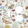 Decorative Outlet Covers Rustic White Butterfly Flowers Leaves 2 Gang Wall Plate Cover Single Toggle Duplex Combo Two Switch Light Switch Cover Plate Jumbo Dual GFCI Faceplate