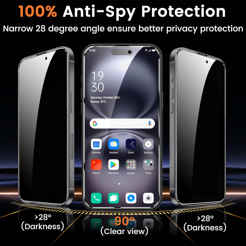 4+4 Pack Privacy Screen Protector for iPhone 16 6.1-Inch with 4 Pack Camera Lens Protector, Anti Spy Tempered Glass Film 9H Hardness Case Friendly
