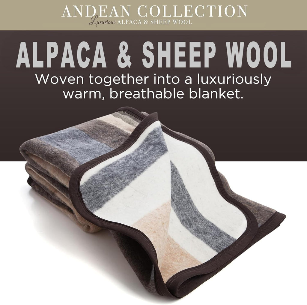 Natural Alpaca & Sheep Wool Blanket – King Size – Heavyweight Warmth, Thick, Breathable, Natural Texture & Scent, 103 x 86 inches, 7.2 lbs