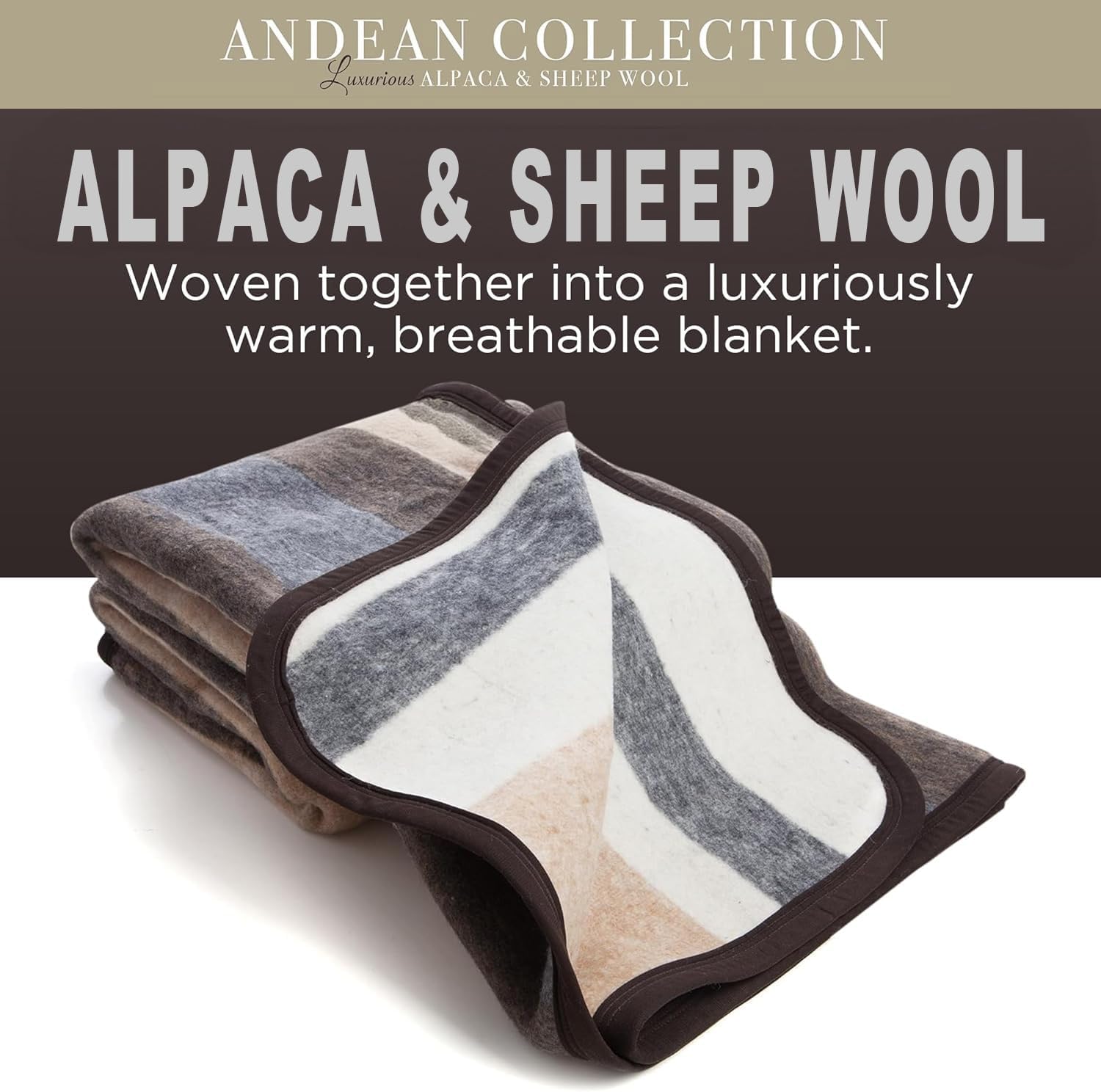 Natural Alpaca & Sheep Wool Blanket – Twin Size – Heavyweight Warmth, Thick, Breathable, Natural Texture & Scent, 63 x 84 Inches, 4.2 lbs – Made in Peru