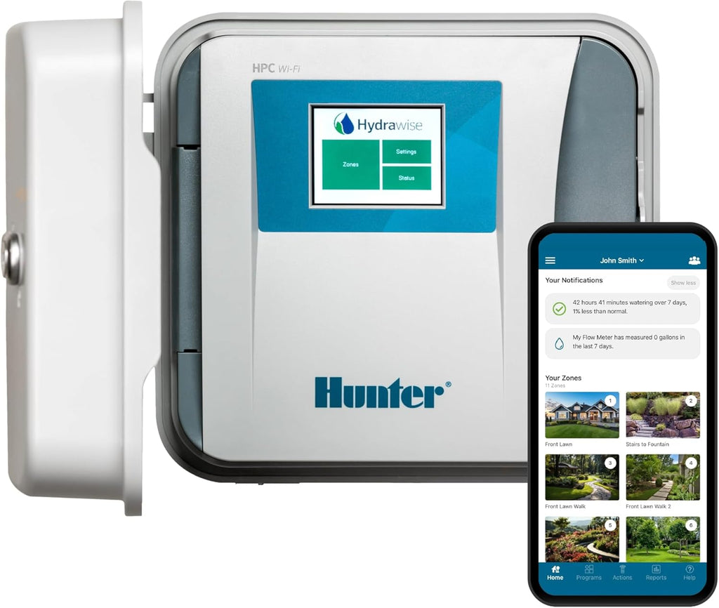 Hunter Hydrawise HPC400 Smart WiFi Irrigation Controller for Lawns and Gardens, 4 Zone, Expandable to 16 Zones, Weather Based, App Controlled Sprinkler System