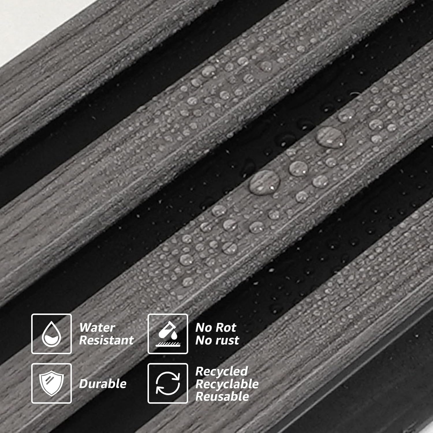 Art3d 8-Pack WPC Wood Slat Wall Panel for Interior Wall Décor, 3D Wood Fluted Acoustic Wall Paneling for Living Room Bedroom Home & Office Accent Wall Decor - 96 x 6 Inch Grey