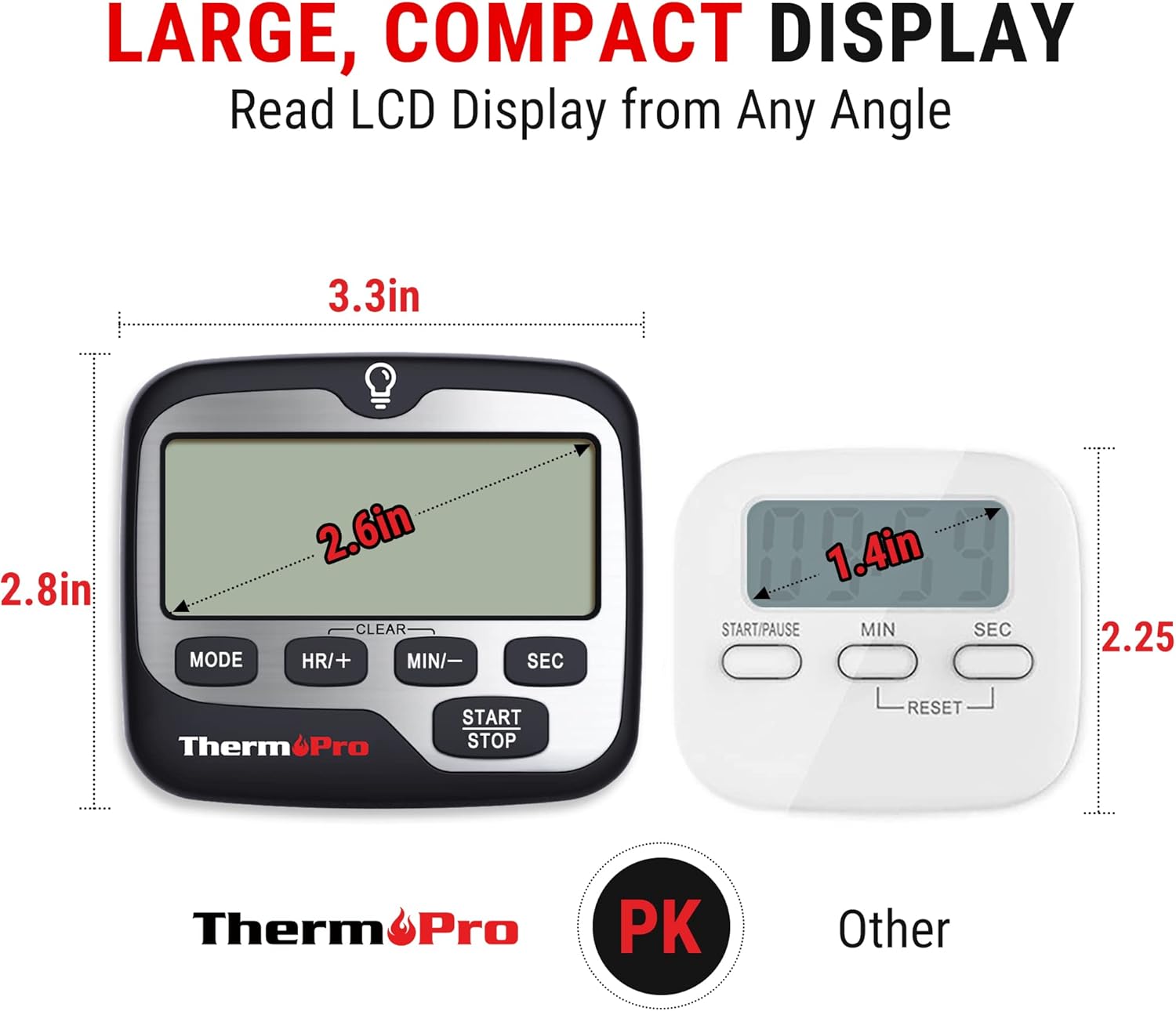 ThermoPro TM01 Kitchen Timers for Cooking with Count Up Countdown Timer, Digital Timer for Kids Students with Touch Backlight, Study Timers for Classroom Teacher Supplies
