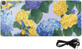 Heated Desk Pad Mouse Pad 31.5x13 Inch PU Leather Desk Mat with 3 Heat Levels Large Mouse Gaming Computer Laptop Mat Blue Hydrangeas Hummingbirds