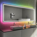 96x36 Inch RGB LED Bathroom Mirror with Lights, Color Changing RGB Backlit LED Mirror for Bathroom,Lighted Vanity Mirrors for Bathroom Wall, Dimmable, Anti-Fog (RGB Backlit+Front-Lit)
