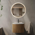 Niccy Round Led Mirror for Bathroom, 24" Backlit Mirror for Wall Circle Lighted Mirror with Gold Frame Anti-Fog, 3 Colors, HD Glass and IP65 Waterproof