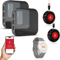 SanJie Wi-Fi Wireless Caregiver Pager Alert System - Emergency Button for Elderly/Seniors/Disabled/Patients, 2 Call Button + 1 Watch + 2 Receiver, 2.4GHz Wi-Fi Only