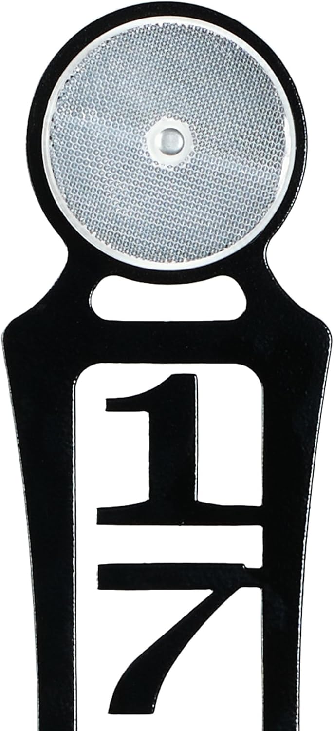 Pathways Vertical Custom Reflective Driveway Marker Set of Two | Personalize with 1-5 House Numbers or Last Name | Black Finish for Outdoors Year-Round | Unique Address Reflector Stake Set of 2