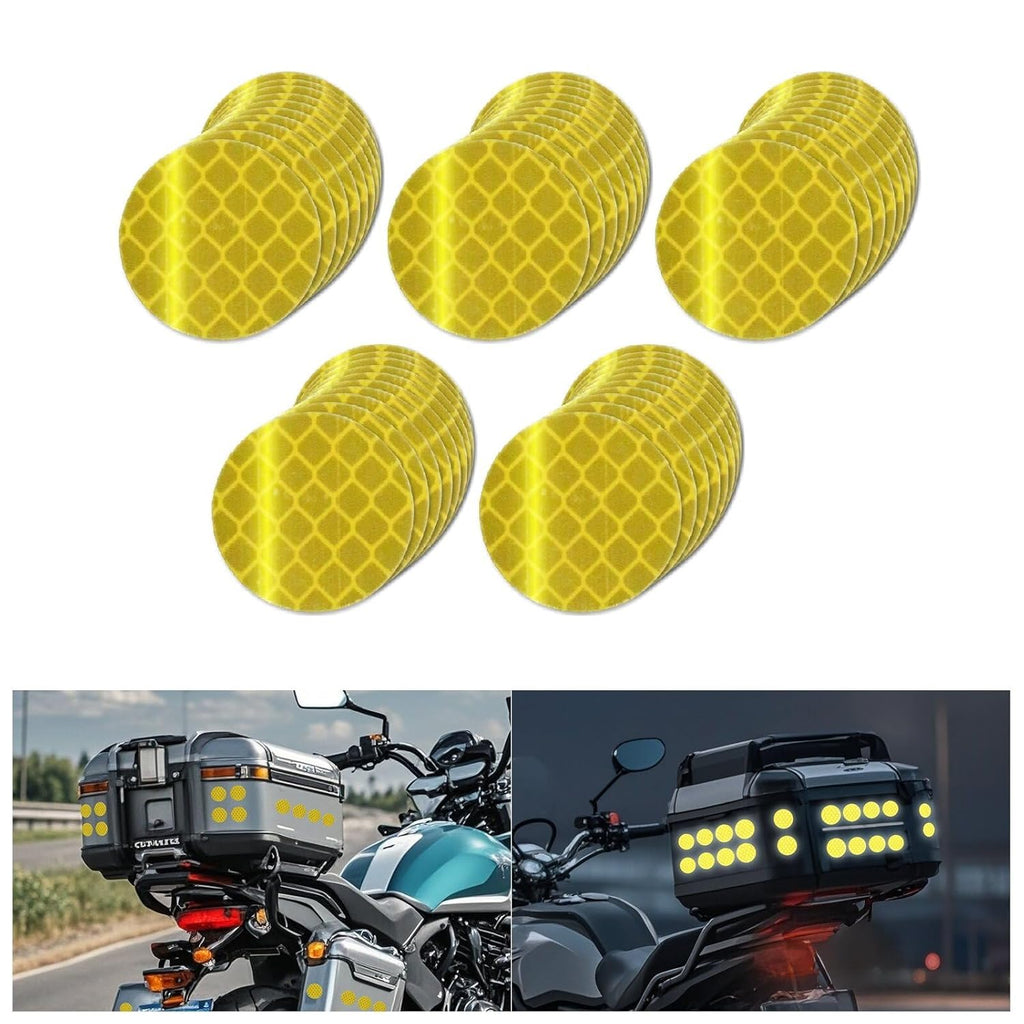 Non Fading Yellow Reflective Stickers 1-inch Diameter Round Reflector, Outdoor Waterproof High Visibility Warning Adhesive Tape (50 Pcs)
