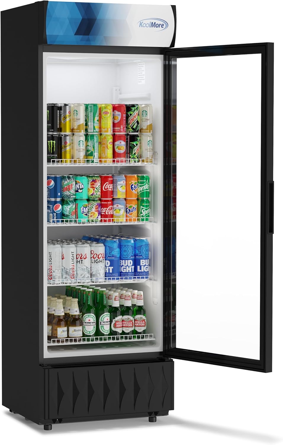 KoolMore 24 in. 12 cu. ft. Commercial One Glass Door Beverage Display Merchandiser Refrigerator Cooler, ETL Listed in Black
