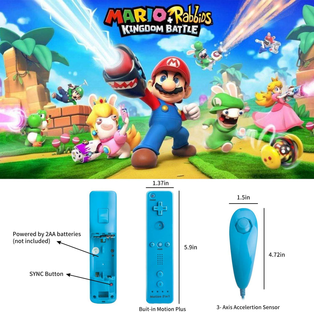 Motion Plus Wii Controllers 2Packs with Nunchucks, Wii Remote Controllers Compatible for wii and Wii U with Built in Motion Plus