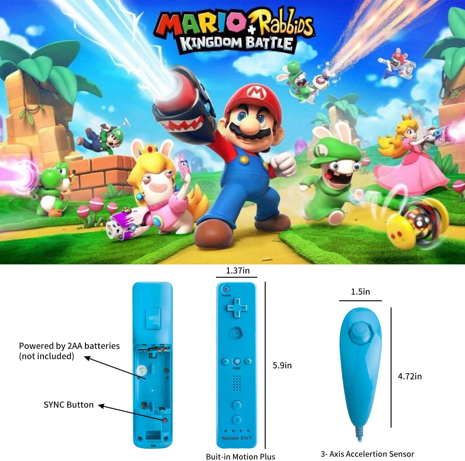 Motion Plus Wii Controllers 2Packs with Nunchucks, Wii Remote Controllers Compatible for wii and Wii U with Built in Motion Plus