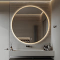 Niccy Round Led Mirror for Bathroom, 40" Backlit Mirror for Wall Circle Lighted Mirror with Gold Frame Anti-Fog, 3 Colors, HD Glass and IP65 Waterproof