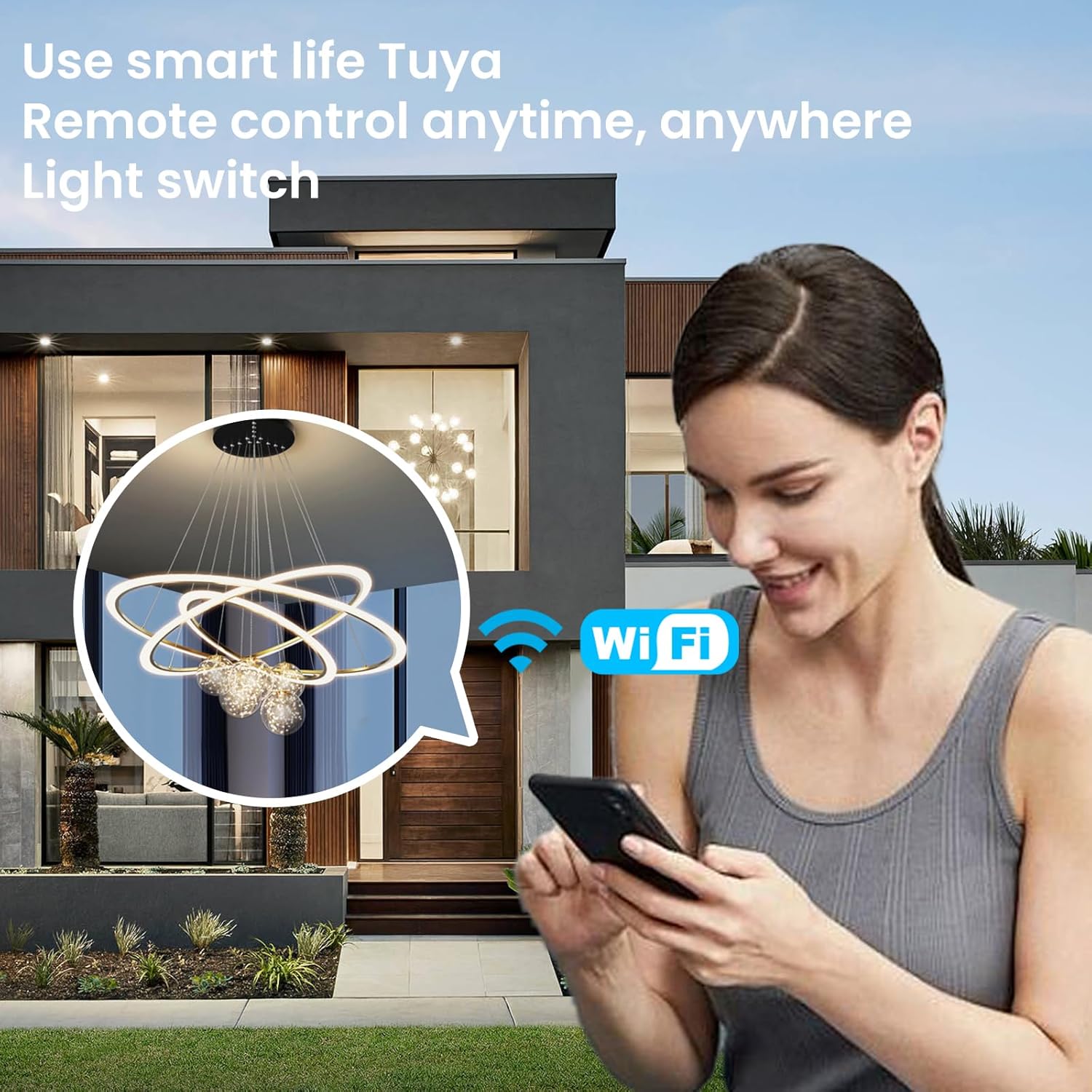 WiFi Smart Light Switch 118X72X34MM Need Neutral Wire,2.4GHz Wi-Fi Touch Switch,Work with Smart Life/Tuya App, Compatible with Alexa and Google Home, Black 1 Gang