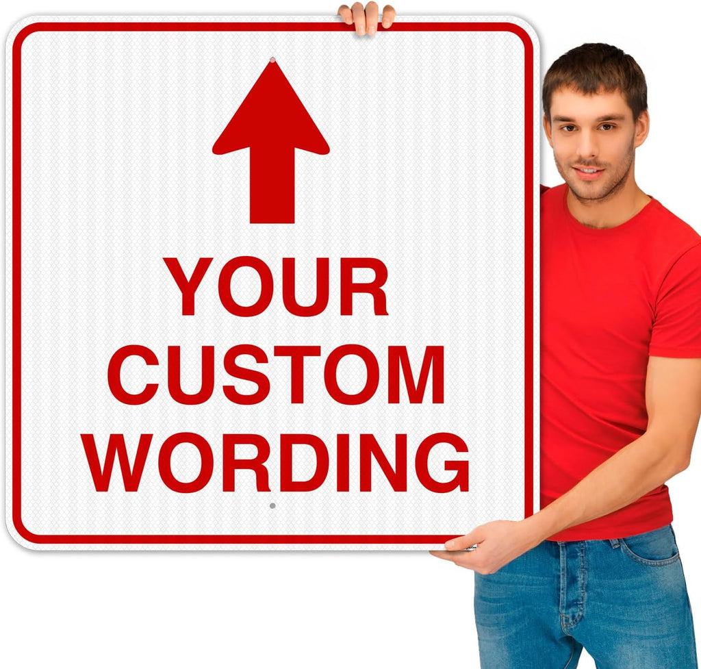 Custom Personalized, withUp Arrow, 36x36 Inches, 3M EGP Reflective .080 Aluminum, Fade Resistant, Made in USA