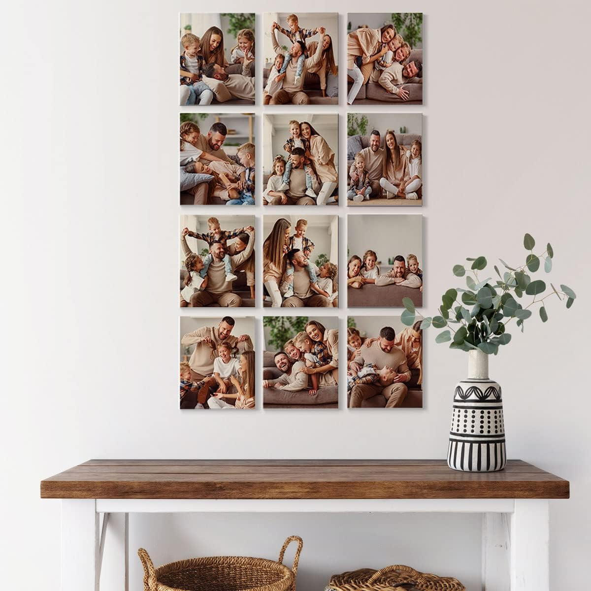 Renditions Gallery Set of 12, 11X14 Custom Photo Prints with Real Wood Picture Frames. Create Personalized Photos with Peel & Stick Photo Frames. Wrapped Canvas