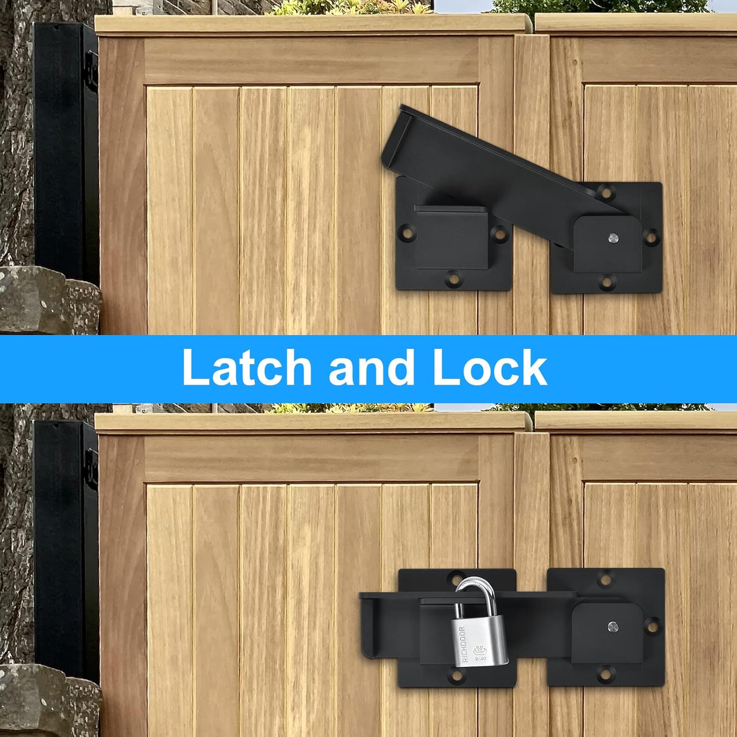 7.5" Flip Gate Latch Lock with Padlock Hole 3Pack, 4mm Heavy Duty Aluminum Alloy Adjustable Door Latch for Sliding Swing Open Door, Outdoor Gate, Wooden Fence, Barn Door, Shed, Garage, Yard