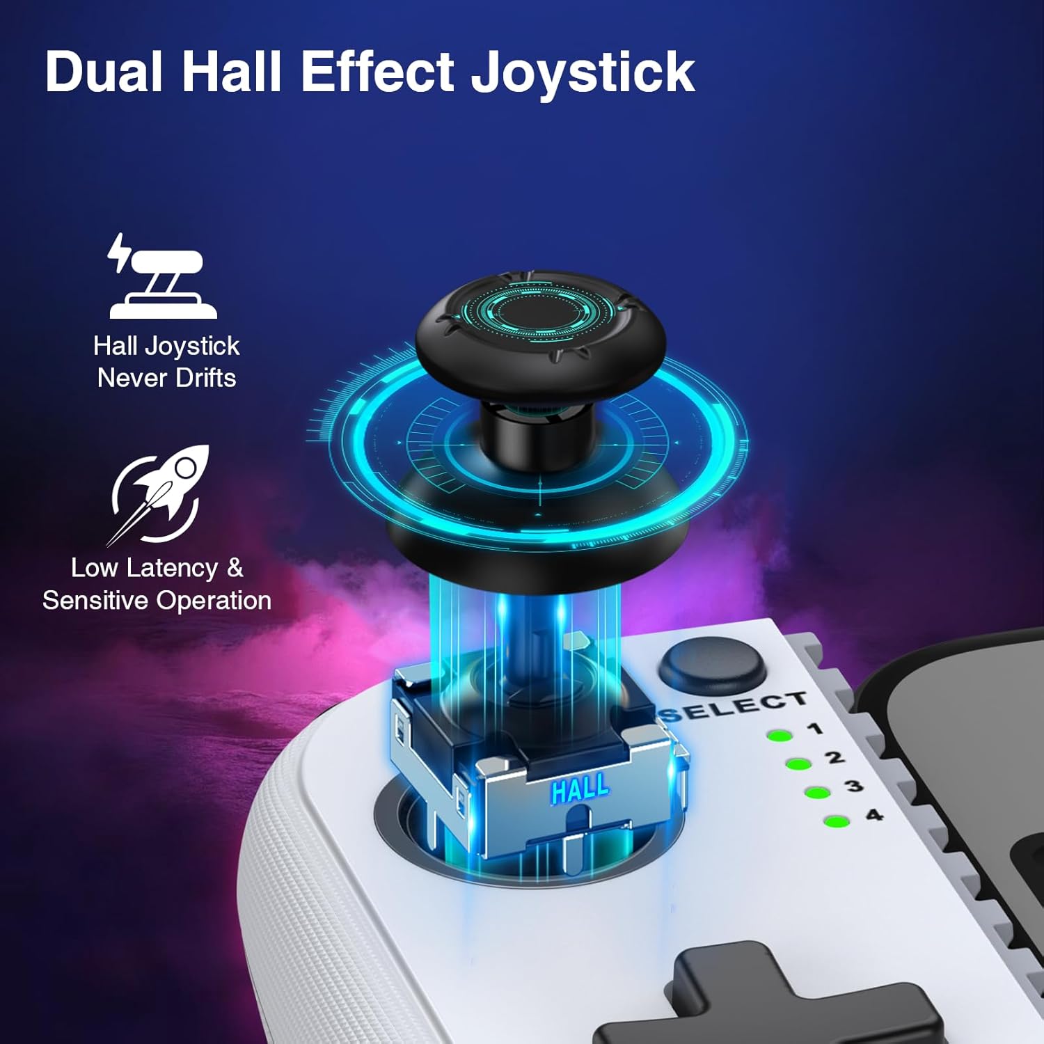 NealGamefy Phone Controller for iPhone/Android - Mobile Gaming Controller with Hall Effect Joystick, Phone Case Support,Turbo Function, Dual Vibration- Phone Controller Compatible with More Games