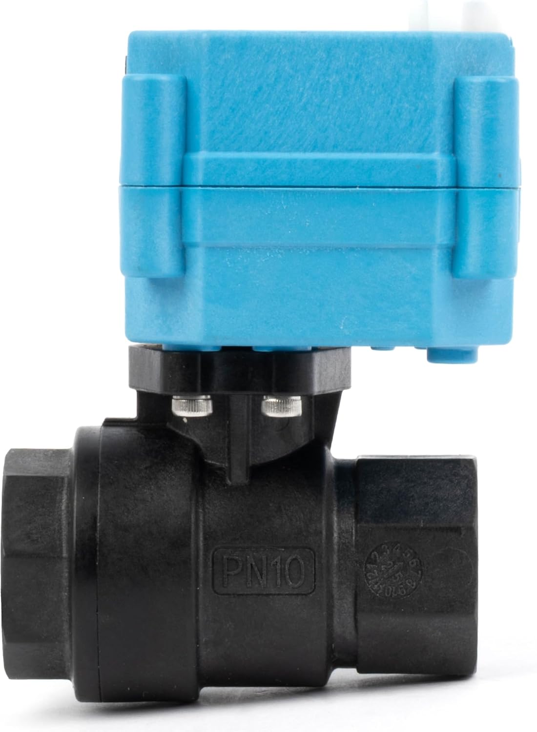 U.S. Solid 1/2” PPE Motorized Ball Valve with US Plug - Plastic Electrical Ball Valve, 2 Wire Auto Return, AC 110~230V, Normally Closed