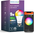 ANGELHALO Smart Light Bulbs, Color Changing A19 LED Light Bulb, Work with Alexa and Google Assistant, Wi-Fi & Bluetooth Light Bulbs, 16 Million Colors RGBCW, Music Sync, 800 Lumens, 2.4Ghz only,1 Pack