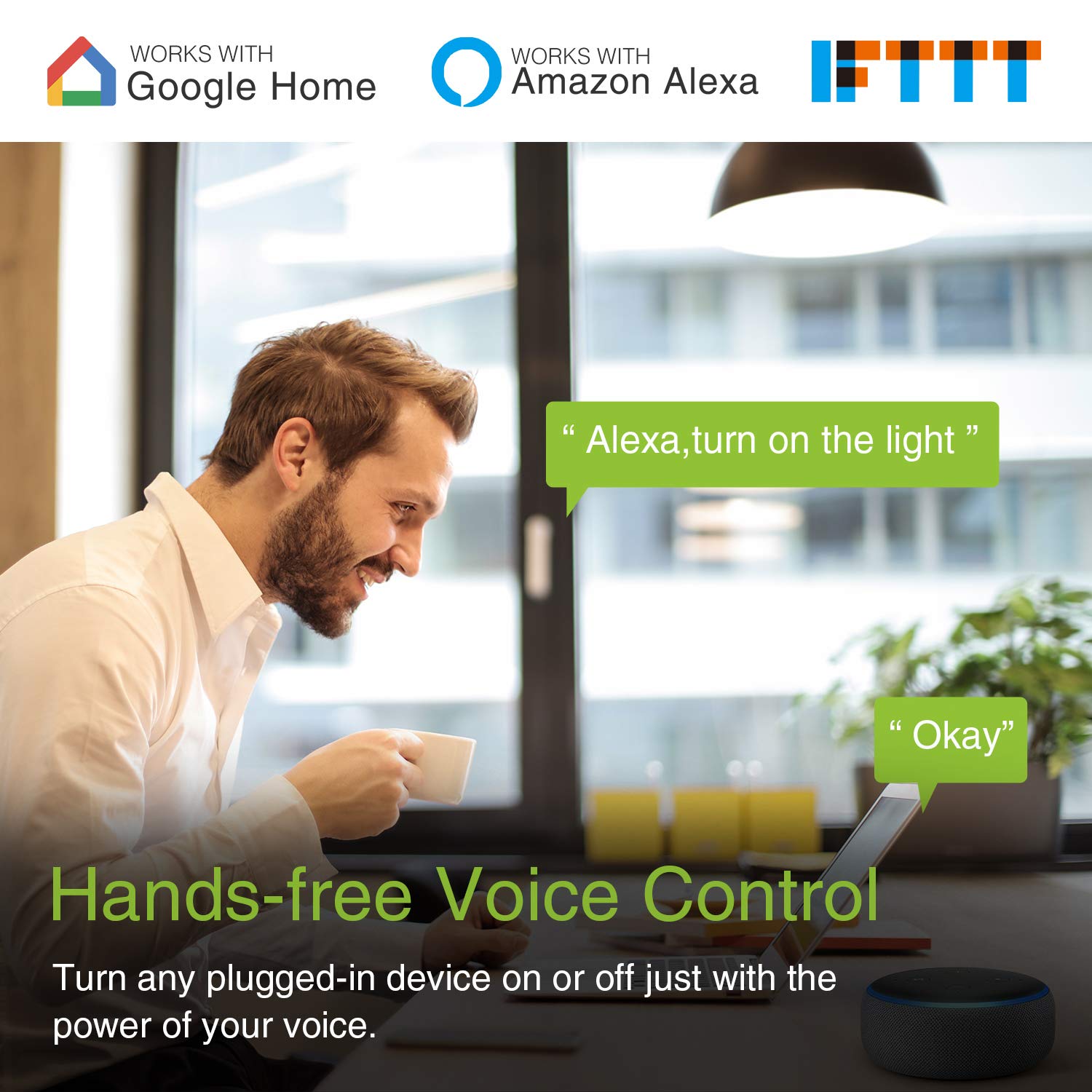 GHome Smart Plug Mini, WiFi Smart Outlet Plug Compatible with Alexa and Google Home, Timer Outlet with APP Control, Smart Plugs Only Supports 2.4GHz Network, No Hub Required, ETL FCC Listed, White