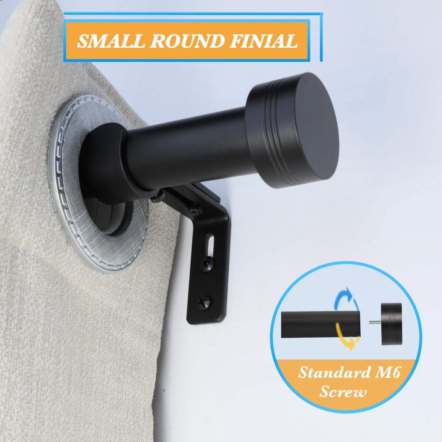 Black Curtain Rod for Windows 18 to 88 Inches, 1 Inch Adjustable Drapery Pole, Heavy Duty Outdoor/Indoor Modern Curtain Rods, Easy Installation(Black 18"-88")