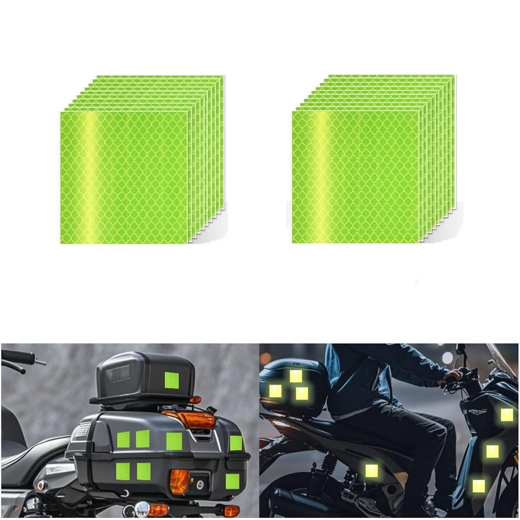 Non Fading Fluorescent Yellow Reflective Stickers 2 inch X 2 inch, Outdoor Waterproof High Visibility Safety Adhesive Reflector (20 Pcs)