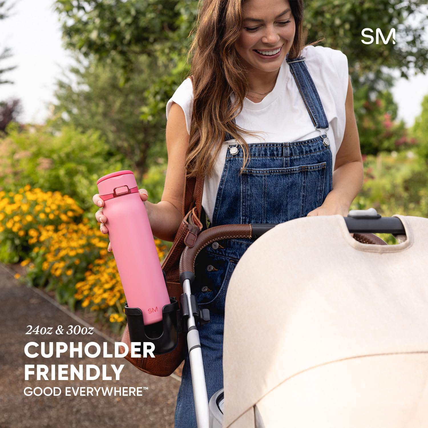 Simple Modern Mesa Loop Water Bottle with Covered Straw and Handle | 30oz Cup Holder Friendly Insulated Stainless Steel Bottles for Travel, Sports and School | Eucalyptus Mix