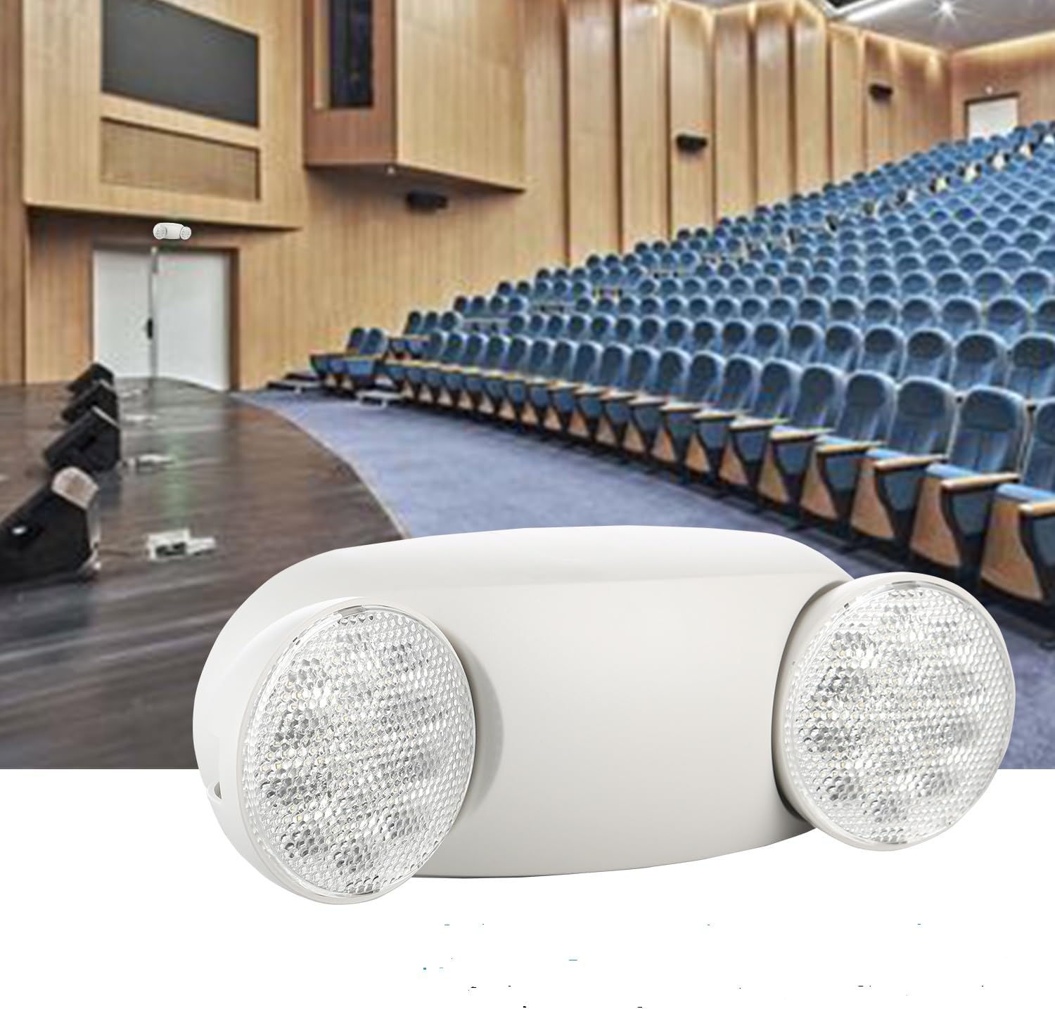 6 Packs White LED Emergency Lights with Battery Backup, Two Head Adjustable Emergency Lighting Fixtures-Fireproof Materials-Emergency Lighting Fixture/Emergency Light Home