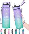Enerbone Water Bottle, Leakproof BPA & Toxic Free, Motivational Water Bottle with Times to Drink and Straw, Fitness Sports Water Bottle with Strap for Office, Gym, Outdoor Sports