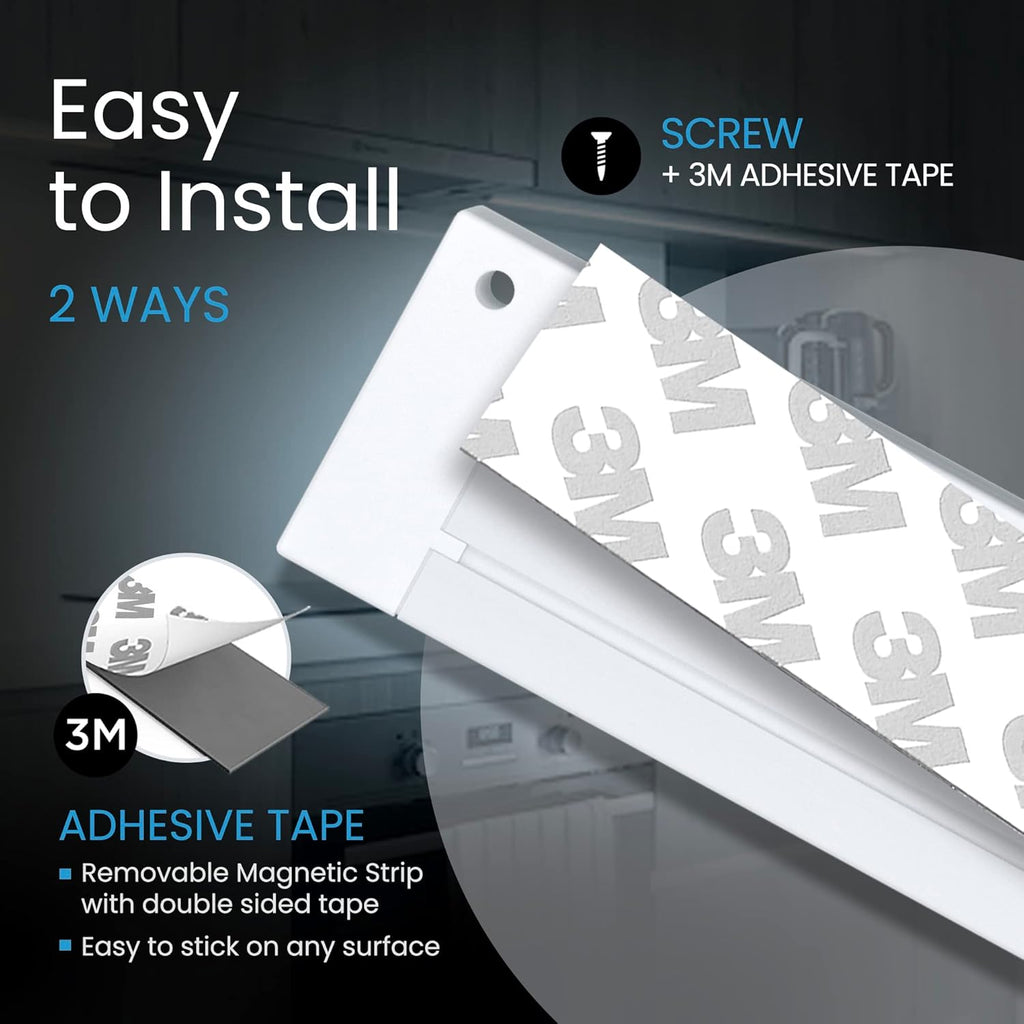 EShine 4 Pack 12 inch White Smart Dimmable LED Under Cabinet Lighting Kit Compatible with Alexa, Google - Cool White (6000K)