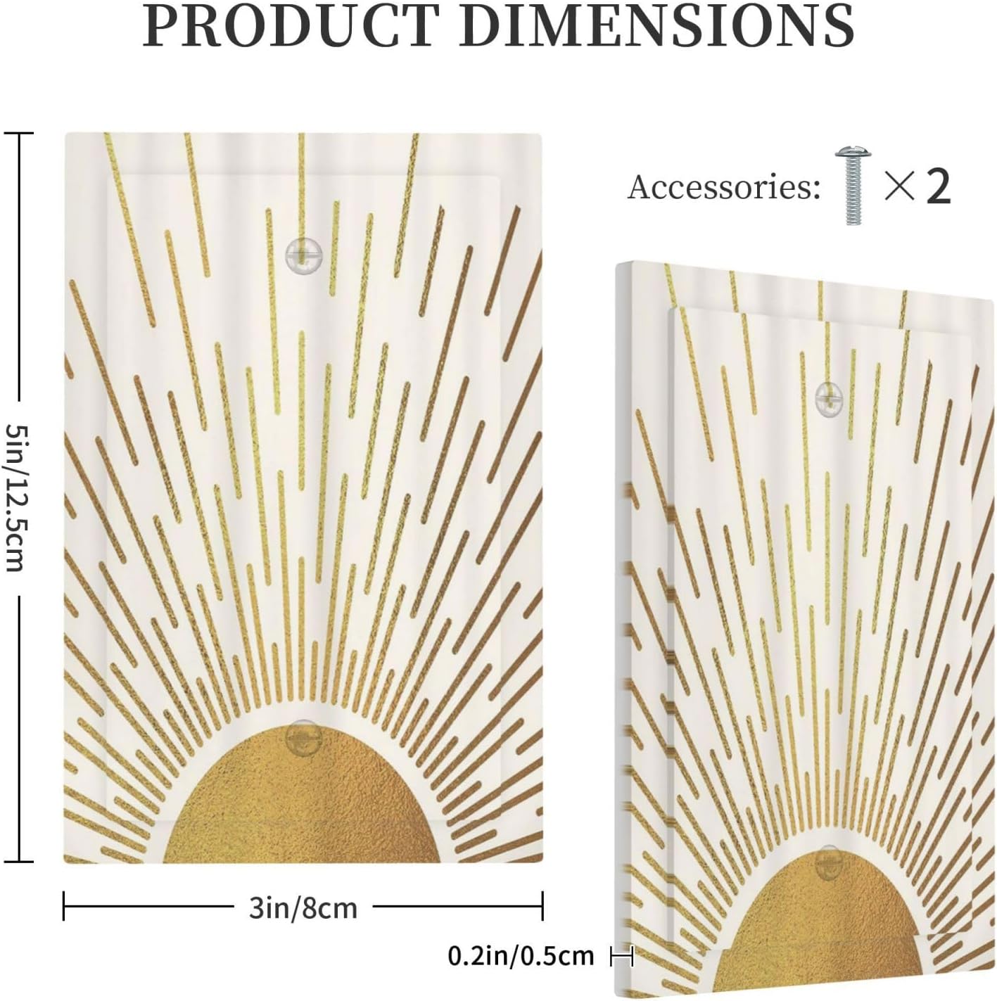 Decorative Light Switch Cover Plate Boho Mid Century Gold Sun Sunbeams 1 Gang No Device Single Blank Outlet Covers Wall Plates for Electrical Outlets Faceplate for Bedroom Home Decor
