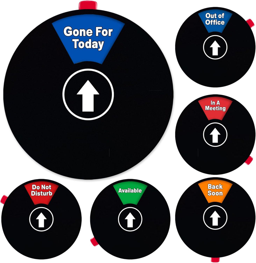 Status Spinner Privacy Signs: 6-in-1 Options - Do Not Disturb, In A Meeting, Gone For Today, Out Of Office, Available, Back Soon - For Office and Home Use
