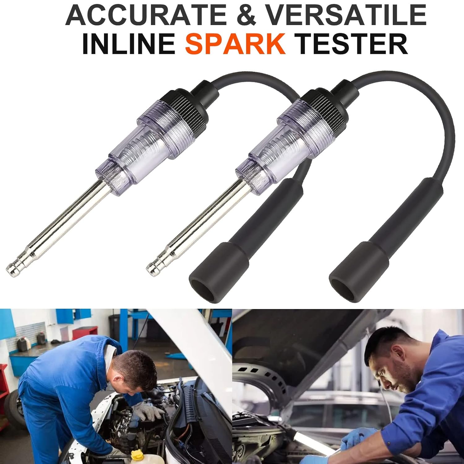 2PCS Inline Spark Plug Tester, Light Lawnmower Engine Checker, 6-12 Volt Pick Up Coil/Armature Diagnostic Detector Tool for Automotive, Car, Lawnmower, Small & Big Internal/External Engines
