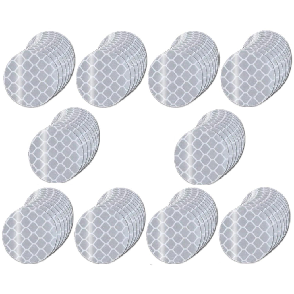 Non Fading White Reflective Stickers 2-inch Diameter Round Reflector, Outdoor Waterproof High Visibility Warning Adhesive Tape (100 Pcs)