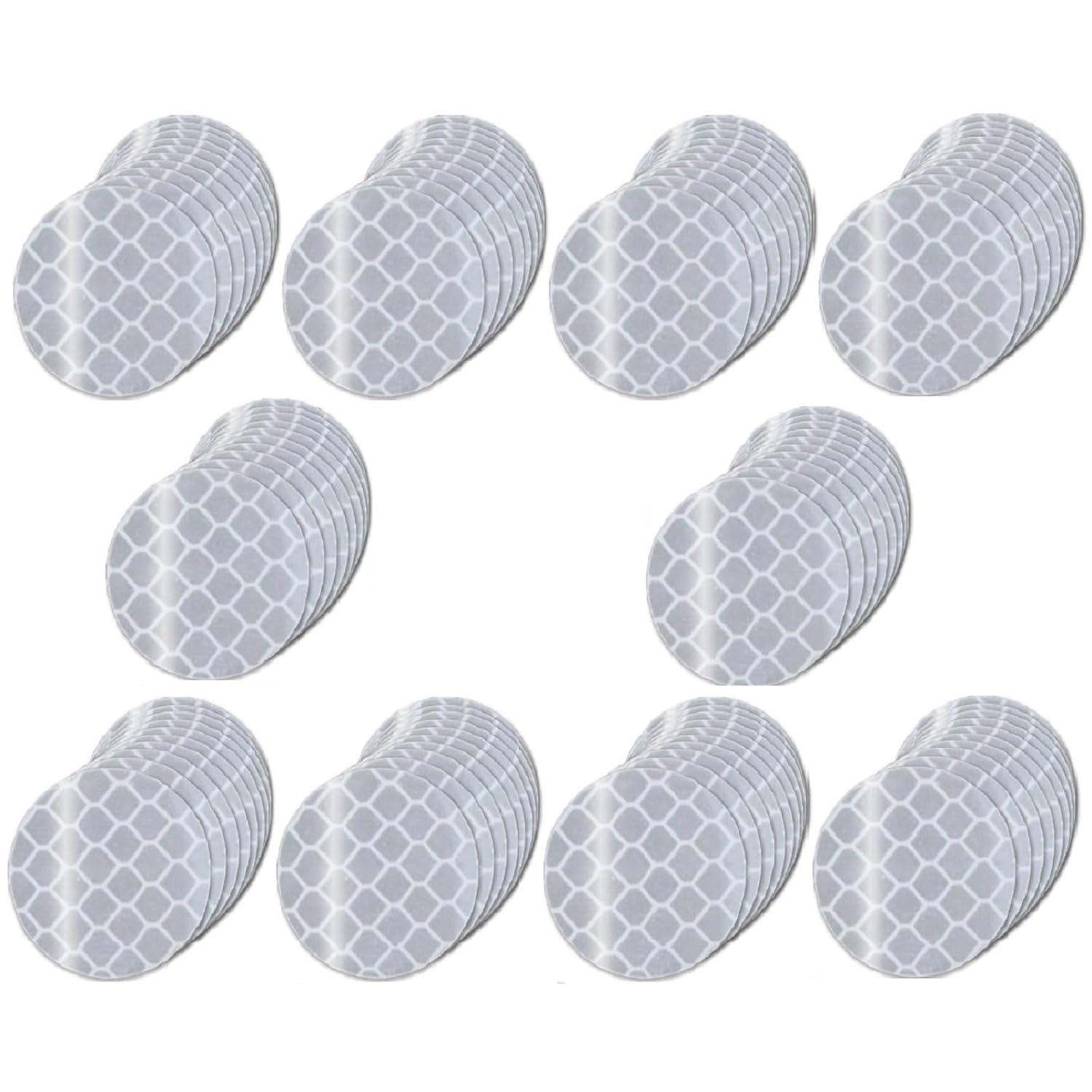 Non Fading White Reflective Stickers 2-inch Diameter Round Reflector, Outdoor Waterproof High Visibility Warning Adhesive Tape (100 Pcs)