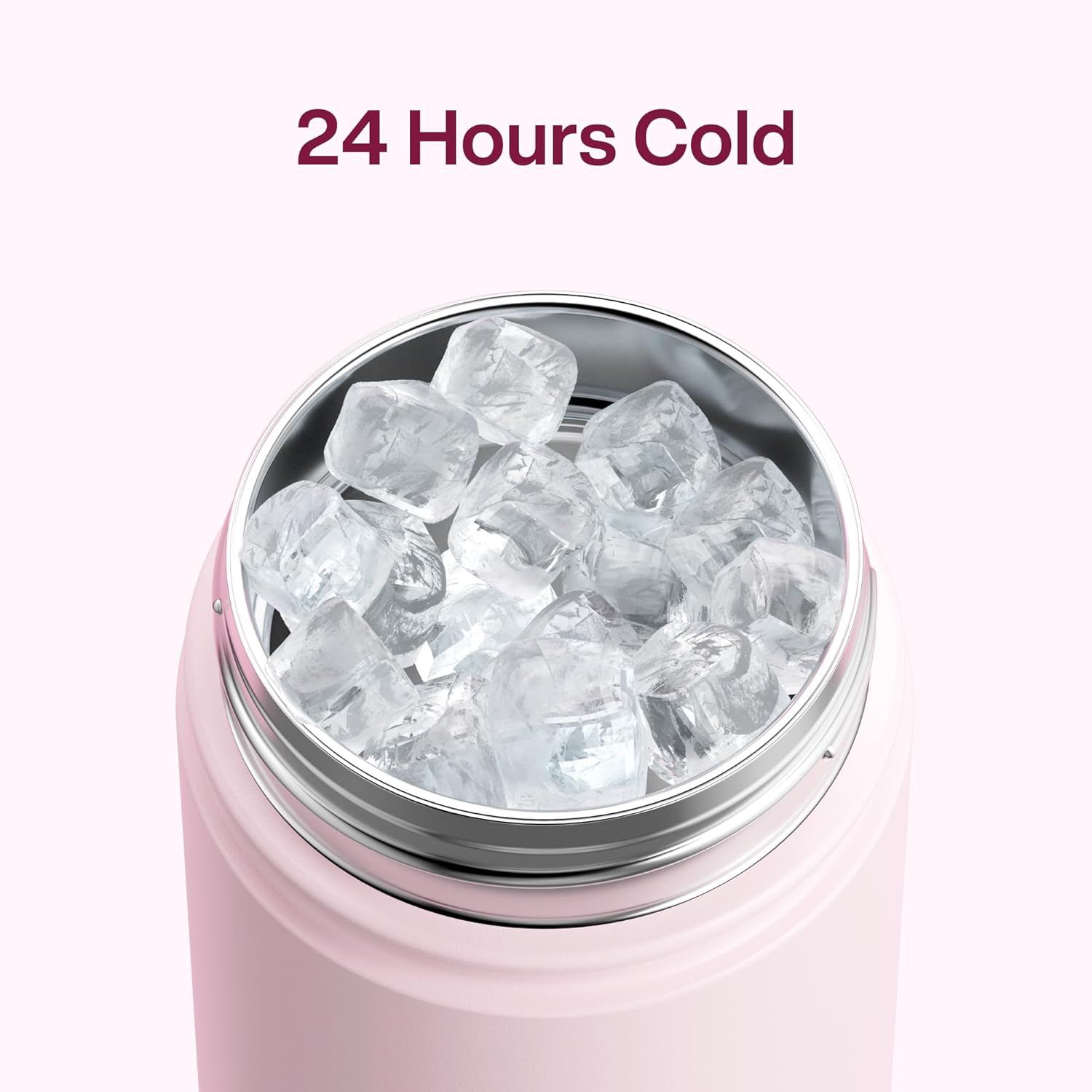 ENCOOL Insulated Water Bottle with Straw Stainless Steel Water Bottle, Leak-Proof, BPA-Free, Double Wall Vacuum Keeps Cold for 24 Hours for Sports, Travel, School (18 oz, Cotton Candy)