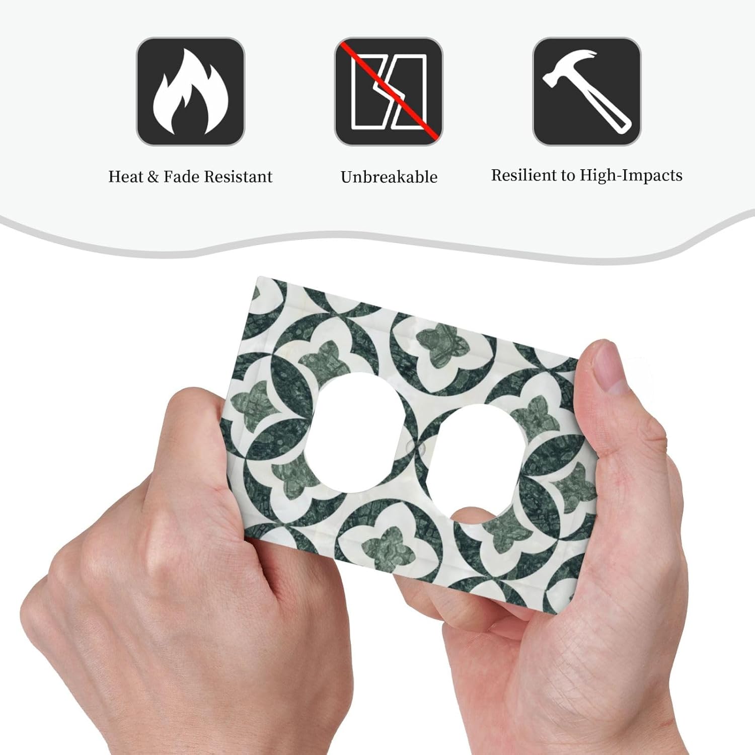 Green Luxury Modern Cubic Marble Cubic Marble Duplex Outlet Decorative Light Switch Covers Electrical Faceplate Switch Plates for Bathroom Kitchen Home
