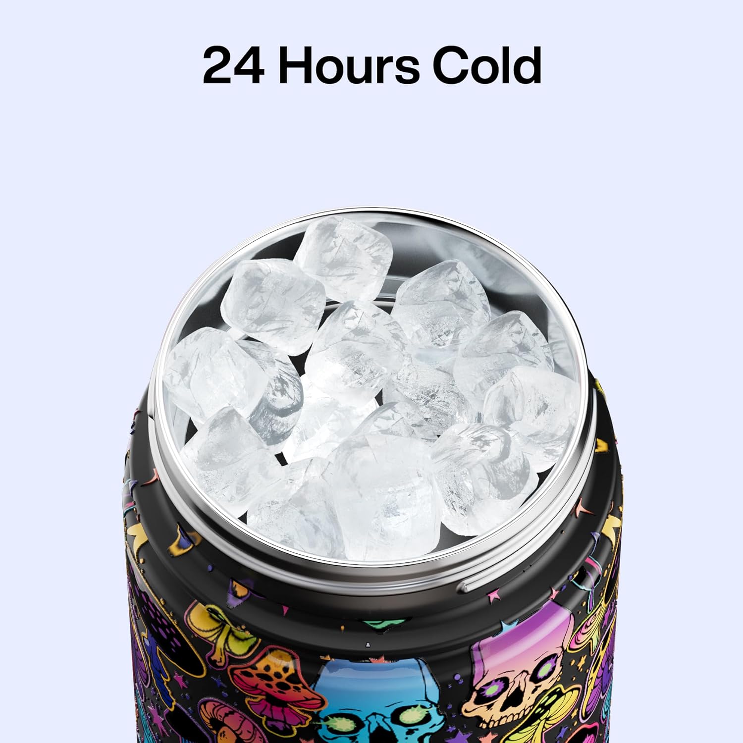ENCOOL Insulated Water Bottle with Straw Stainless Steel Water Bottle, Leak-Proof, BPA-Free, Double Wall Vacuum Keeps Cold for 24 Hours for Sports, Travel, School (26 oz, Trippy Skulls)