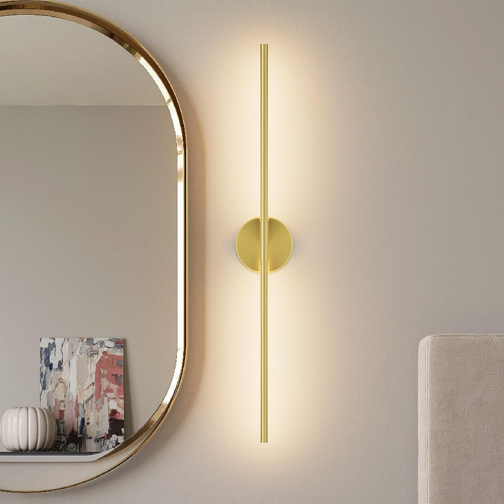 Modern Wall Sconce for Bathroom 33In Gold Vanity Light Fixture Hardwired 3000K Bathroom Sconce 360° Rotate Warm Light for Bedroom