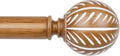 KAMANINA Wood Curtain Rods for Windows 72 to 144 Inch(6-12ft), 1 Inch Adjustable Drapery Rod, Decorative Heavy Duty Curtain Rods with Leaf Pattern Finials, Wood Grain