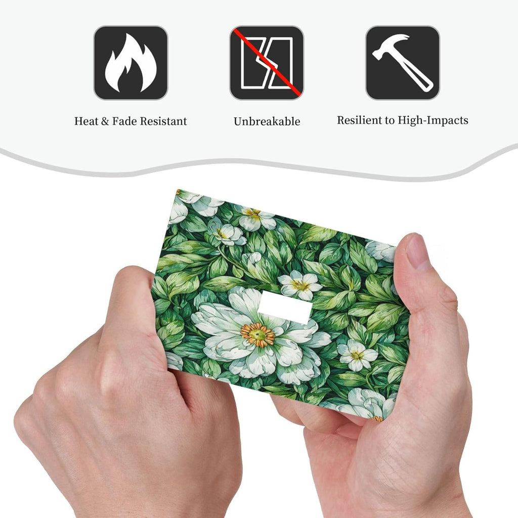 Vintage Floral White Flowers Green Plants Leaves Decorative Light Switch Cover 1 Gang Single Toggle Decorator Outlet Wall Plate Device Electrical Faceplate Switchplates for Bedroom Bathroom